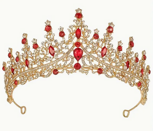 GOLD+RED Crystal Tiara