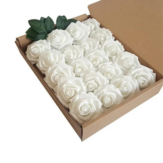 White Artificial Rose Flower Foam  25 pcs/box