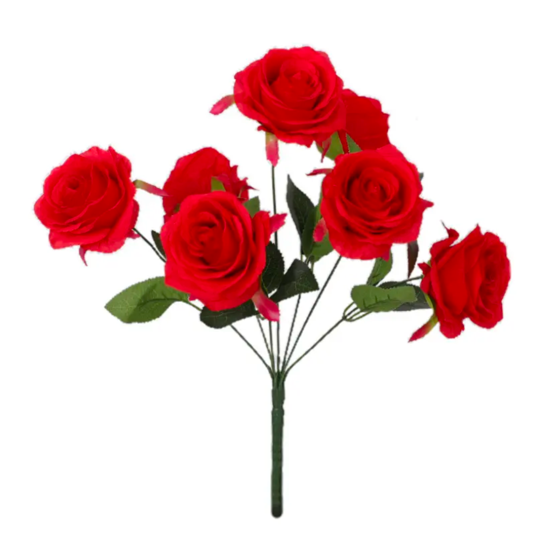 Red Artificial Rose 7-head