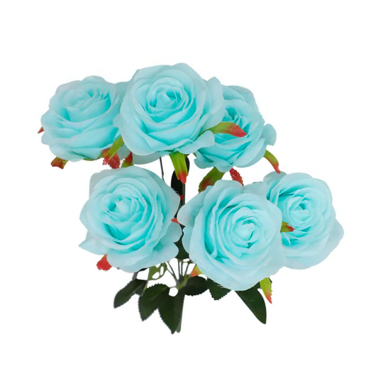 Turquoise Artificial Rose 7-head