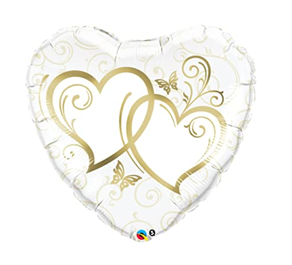 18" Qualatex Heart-Shaped Entwined Hearts Foil Wedding/Anniversary