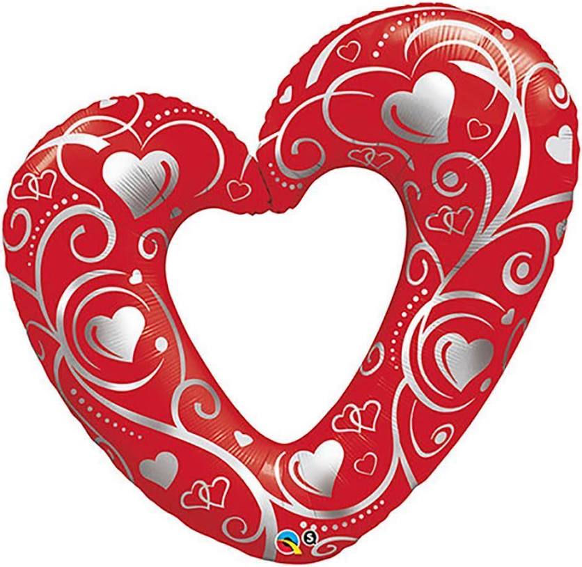 42" Hearts & Filigree Pearl Red Foil Balloon